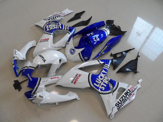 Preisgünstige Suzuki GSXR 750 Motorrad Verkleidung 2006-2007 - Weiss Blau Lucky Strike Motul 34