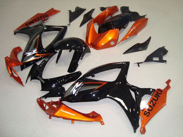Preisgünstige Suzuki GSXR 750 Motorrad Verkleidung 2006-2007 - Orange Glanzendes Schwarz