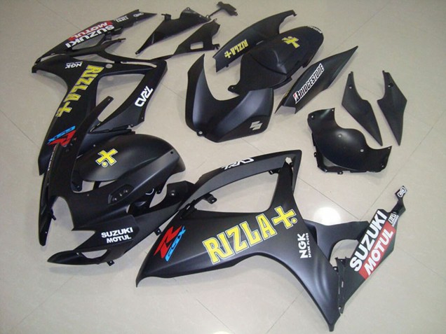 Preisgünstige Suzuki GSXR 750 Motorrad Verkleidung 2006-2007 - Matt Schwarz Gelb Rizla Motul