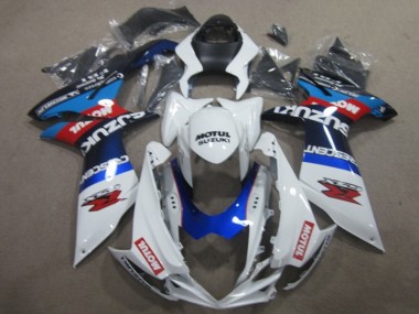 Preisgünstige Suzuki GSXR 750 Motorrad Verkleidung 2011-2024 - Weiss Blau Motul