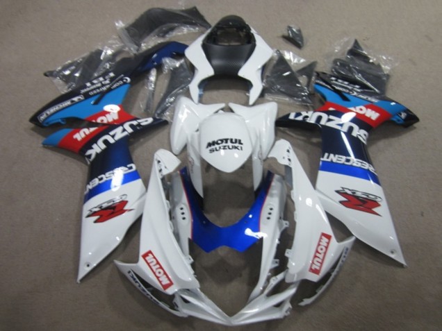 Preisgünstige Suzuki GSXR 750 Motorrad Verkleidung 2011-2024 - Weiss Blau Motul