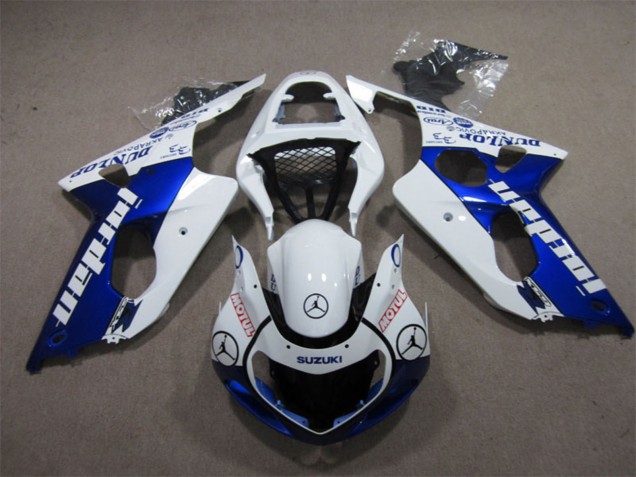 Preisgünstige Suzuki GSXR 1000 Motorrad Verkleidung 2000-2002 - Weiss Blau Jordan Motul
