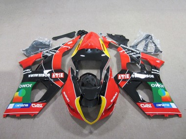 Preisgünstige Suzuki GSXR 1000 Motorrad Verkleidung 2003-2004 - Rot Gelb Grun Schwarz