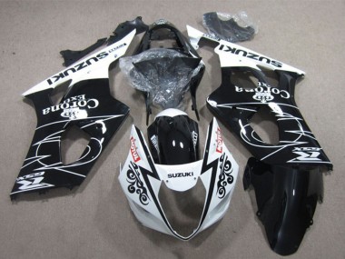 Preisgünstige Suzuki GSXR 1000 Motorrad Verkleidung 2003-2004 - Weiss Glanzendes Schwarz Corona Extra Motul