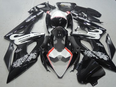 Preisgünstige Suzuki GSXR 1000 Motorrad Verkleidung 2005-2006 - Glanzendes Schwarz Weiss Rot Leuchtfeuer