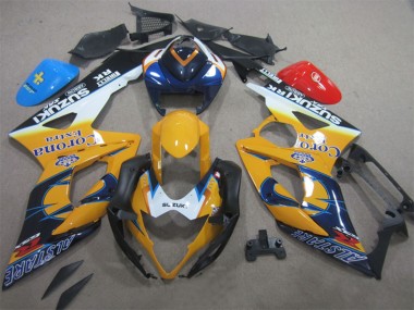 Preisgünstige Suzuki GSXR 1000 Motorrad Verkleidung 2005-2006 - Weiss Gelb Blau Schwarz Corona Extra Alstare
