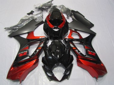 Preisgünstige Suzuki GSXR 1000 Motorrad Verkleidung Kit 2007-2008 - Rot Glanzendes Schwarz