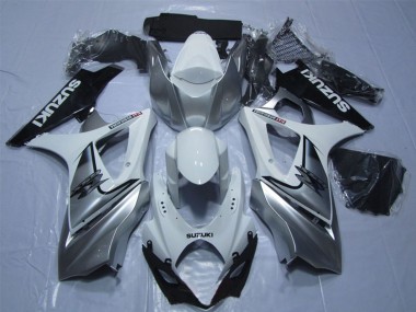 Preisgünstige Suzuki GSXR 1000 Motorrad Verkleidung 2007-2008 - Weiss Silber Schwarz