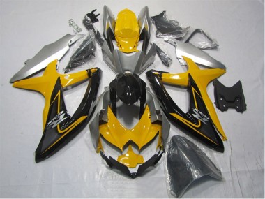 Preisgünstige Suzuki GSXR 1000 Motorrad Verkleidung Kit 2007-2008 - Gelb Silber Schwarz