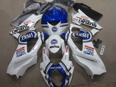 Preisgünstige Suzuki GSXR 1000 Motorrad Verkleidung 2007-2008 - Weiss Blau Lucky Strike Rot Motul