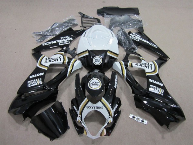 Preisgünstige Suzuki GSXR 1000 Motorrad Verkleidung 2007-2008 - Weiss Schwarz Lucky Strike Motul