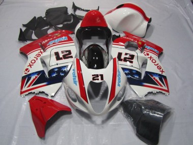 Preisgünstige Suzuki GSXR 1300 Hayabusa Motorrad Verkleidung 1996-2007 - Weiss Rot Blau Xerox 21