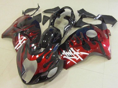 Preisgünstige Suzuki GSXR 1300 Hayabusa Motorrad Verkleidung 1996-2007 - Glanzendes Schwarz Rot Flamme