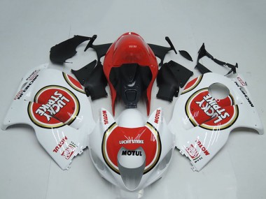 Preisgünstige Suzuki GSXR 1300 Hayabusa Motorrad Verkleidung 1996-2007 - Weiss Rot Lucky Strike Motul