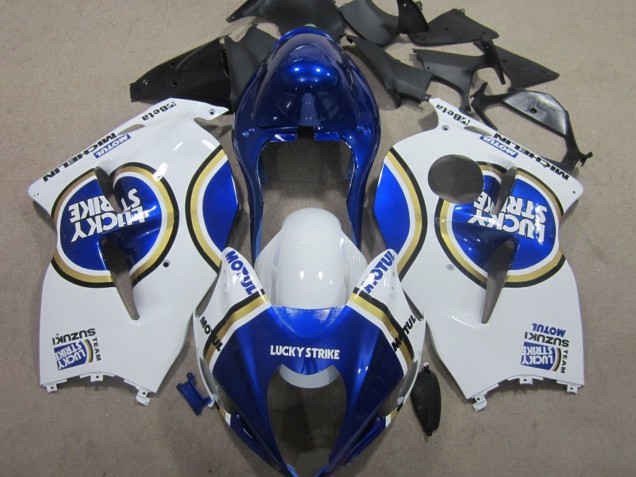Preisgünstige Suzuki GSXR 1300 Hayabusa Motorrad Verkleidung 1996-2007 - Weiss Blau Motul Lucky Strike