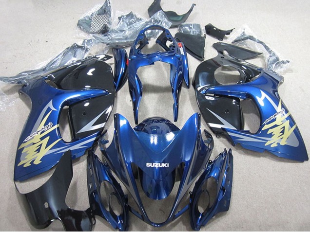 Preisgünstige Suzuki GSXR 1300 Hayabusa Motorrad Verkleidung 2008-2020 - Blau Weiss Gold Aufkleber