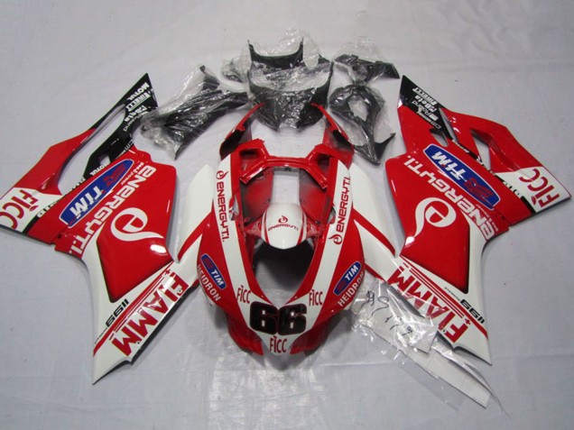 Preisgünstige Ducati 1199 Motorrad Verkleidung 2011-2014 - Weiss Rot Fiamm Ficc