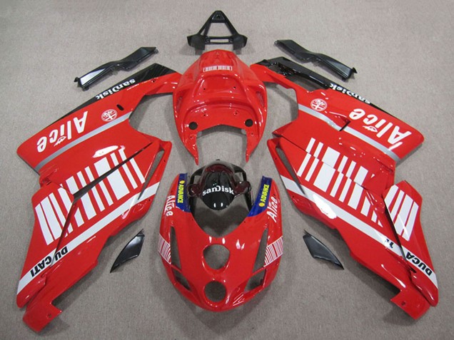 Preisgünstige Ducati 749 999 Motorrad Verkleidung 2005-2006 - Rot Weiss Glanzendes Schwarz Alice Sundisk