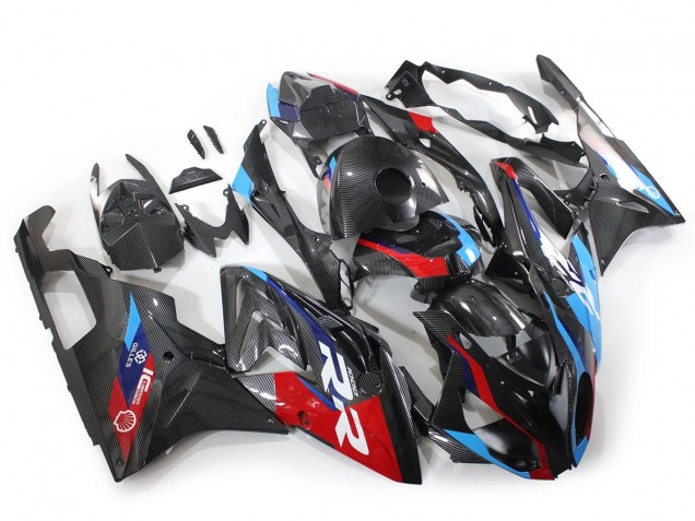 Preisgünstige BMW S1000RR Motorrad Verkleidung 2015-2016 - Blau Rot Carbonfaser