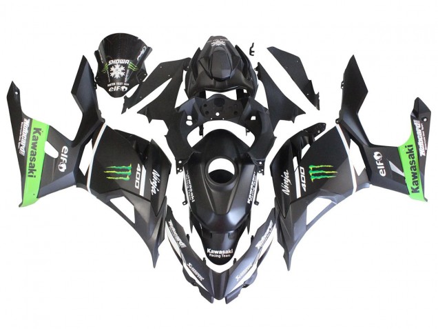 Preisgünstige Kawasaki EX400 Motorrad Verkleidung 2018-2024 - Matt Schwarz Grun Monster Showr Schnee