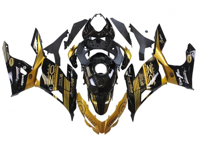 Preisgünstige Kawasaki EX400 Motorrad Verkleidung 2018-2024 - Gold Glanzendes Schwarz