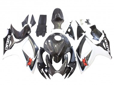 Preisgünstige Suzuki GSXR 600/750 Motorrad Verkleidung 2006-2007 - Schwarz Weiss Carbonfaser Stil