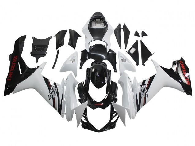 Preisgünstige Suzuki GSXR 600/750 Motorrad Verkleidung 2011-2024 - Weiss Glanzendes Schwarz