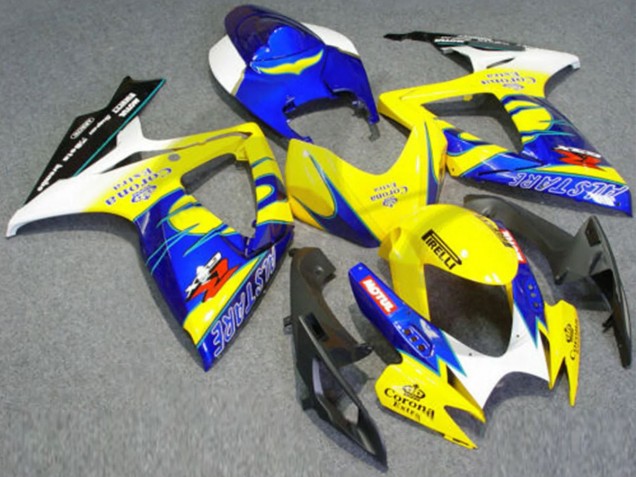 Preisgünstige Suzuki GSXR 600/750 Motorrad Verkleidung 2006-2007 - Weiss Blau Gelb Corona Alstare