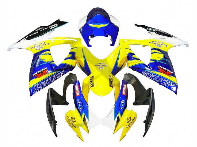 Preisgünstige Suzuki GSXR 600/750 Motorrad Verkleidung 2006-2007 - Weiss Blau Gelb Corona Alstare
