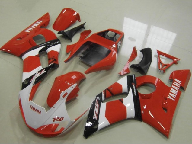 Preisgünstige Yamaha YZF R6 Motorrad Verkleidung 1998-2002 - Rot Weiss Glanzendes Schwarz