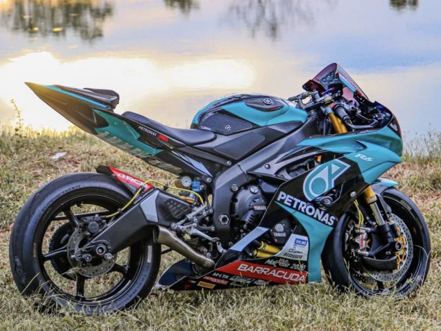 Preisgünstige Yamaha YZF R6 Motorrad Verkleidung 2008-2016 - Hellgrun Weiss Schwarz Petronas