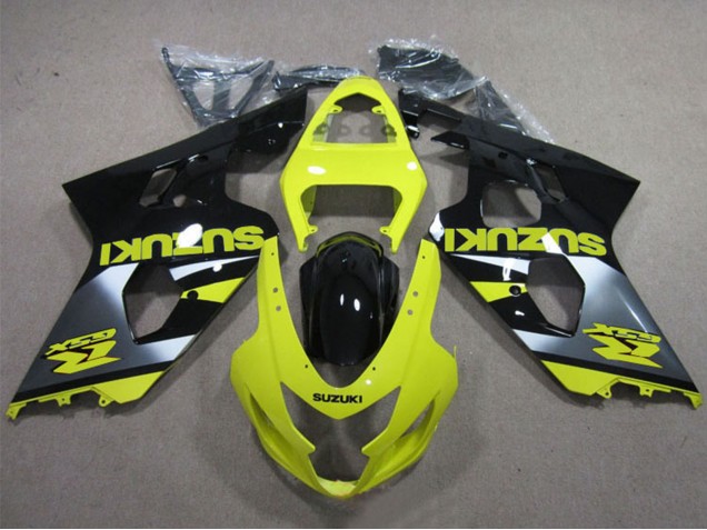 Preisgünstige Suzuki GSXR 600 Motorrad Verkleidung 2004-2005 - Gelb Silber Glanzendes Schwarz