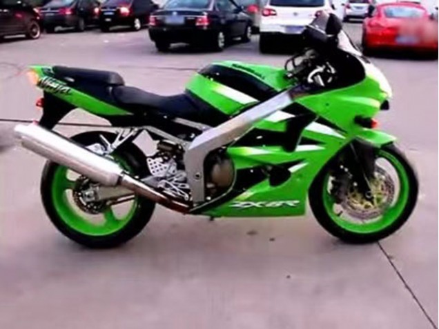 Preisgünstige Kawasaki ZX6R Motorrad Verkleidung 2000-2002 - Grun Weiss Schwarz