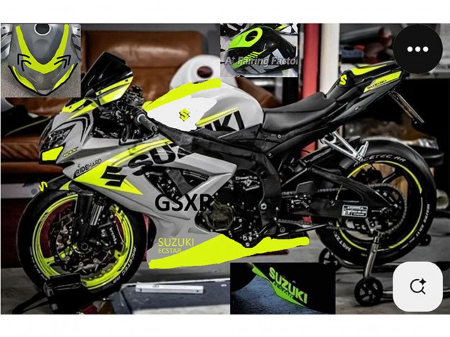Preisgünstige Suzuki GSXR 750 Motorrad Verkleidung 2004-2005 - Grau Zitrone Grun Schwarz
