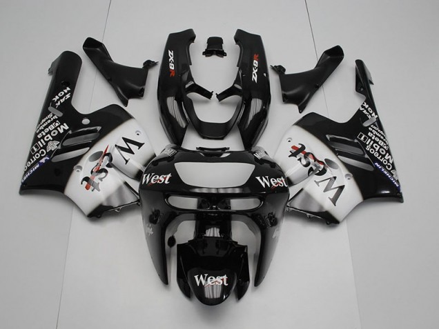 Preisgünstige Kawasaki ZX9R 94-97 Verkleidungen - Schwarz Weißes Westmuster Preisgünstige Kawasaki ZX9R 94-97 Verkleidungen - Schwarz Weißes Westmuster