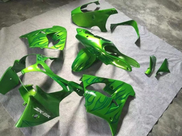 Preisgünstige Kawasaki ZX9R 00-01 Verkleidungen - Grün Grüne Flamme Preisgünstige Kawasaki ZX9R 00-01 Verkleidungen - Grün Grüne Flamme