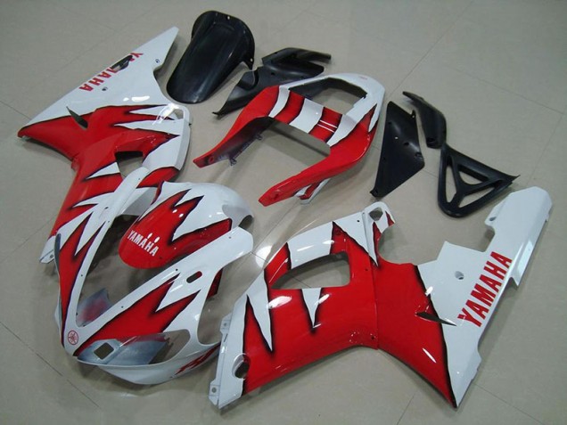 Preisgünstige Yamaha R1 00-01 Verkleidungen - Weiß Rot Flamme Preisgünstige Yamaha R1 00-01 Verkleidungen - Weiß Rot Flamme