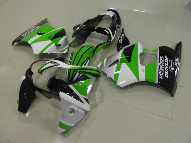 Preisgünstige Kawasaki ZX6R 00-02 Verkleidungen - Grün Weiße Streifen Preisgünstige Kawasaki ZX6R 00-02 Verkleidungen - Grün Weiße Streifen
