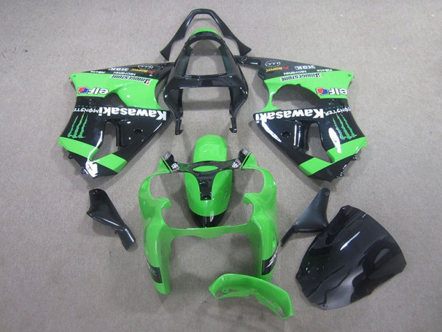 Preisgünstige Kawasaki ZX6R 00-02 Verkleidungen - Schwarz Grünes Monster Preisgünstige Kawasaki ZX6R 00-02 Verkleidungen - Schwarz Grünes Monster