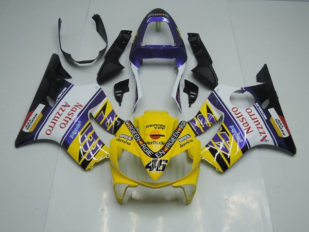 Preisgünstige Honda CBR 600 F4i 01-03 Verkleidungen - Gelb Weiß Nastro Azzurro