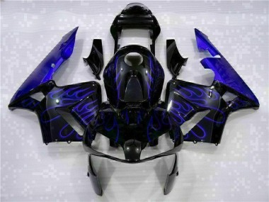 Preisgünstige Honda CBR 600 RR 03-04 Verkleidungen - Schwarz mit Blaur Flamme