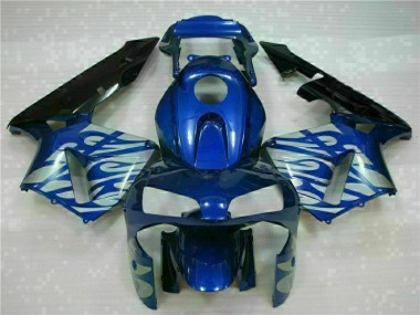 Preisgünstige Honda CBR 600 RR 03-04 Verkleidungen - Blau mit silberner Flamme