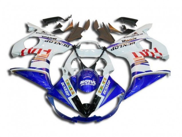 Preisgünstige Yamaha R6 03-05 Verkleidungen - Weiß Blau Fiat Motul Dunlop Preisgünstige Yamaha R6 03-05 Verkleidungen - Weiß Blau Fiat Motul Dunlop