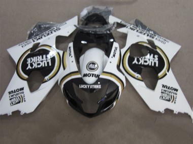 Preisgünstige Suzuki GSXR 600 K4 04-05 Verkleidungen - Schwarz Weiß Lucky Strike Motul