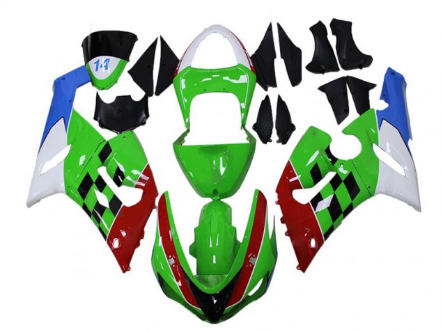 Preisgünstige Kawasaki ZX6R 05-06 Verkleidungen - Grün Rot Weiß Blau Preisgünstige Kawasaki ZX6R 05-06 Verkleidungen - Grün Rot Weiß Blau