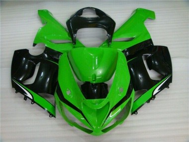 Preisgünstige Kawasaki ZX6R 05-06 Verkleidungen - Grün Weiß Schwarz