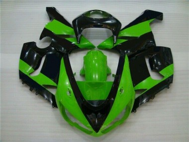 Preisgünstige Kawasaki ZX6R 05-06 Verkleidungen - Grün Schwarz