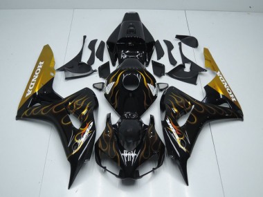 Preisgünstige Honda CBR 1000 RR 06-07 Verkleidungen - Schwarz Gold Flamme