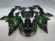 Preisgünstige Kawasaki ZX10R 06-07 Verkleidungen - Schwarze Grüne Flamme