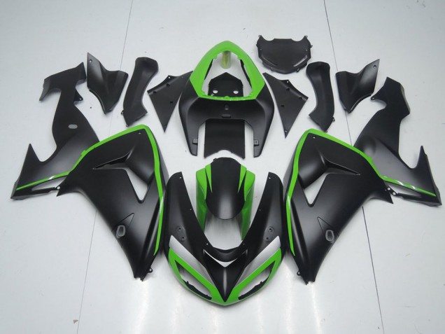 Preisgünstige Kawasaki ZX10R 06-07 Verkleidungen - Matt Schwarz mit Grünem Streifen Preisgünstige Kawasaki ZX10R 06-07 Verkleidungen - Matt Schwarz mit Grünem Streifen